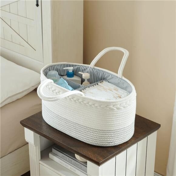 Extra Large Diaper Caddy Organizer Baby Storage Basket Nursery Organizer Cotton - Picture 6 of 8
